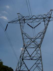 The relics of giant metal structure still exist in the future, but electricity is replaced by other forms of energy.